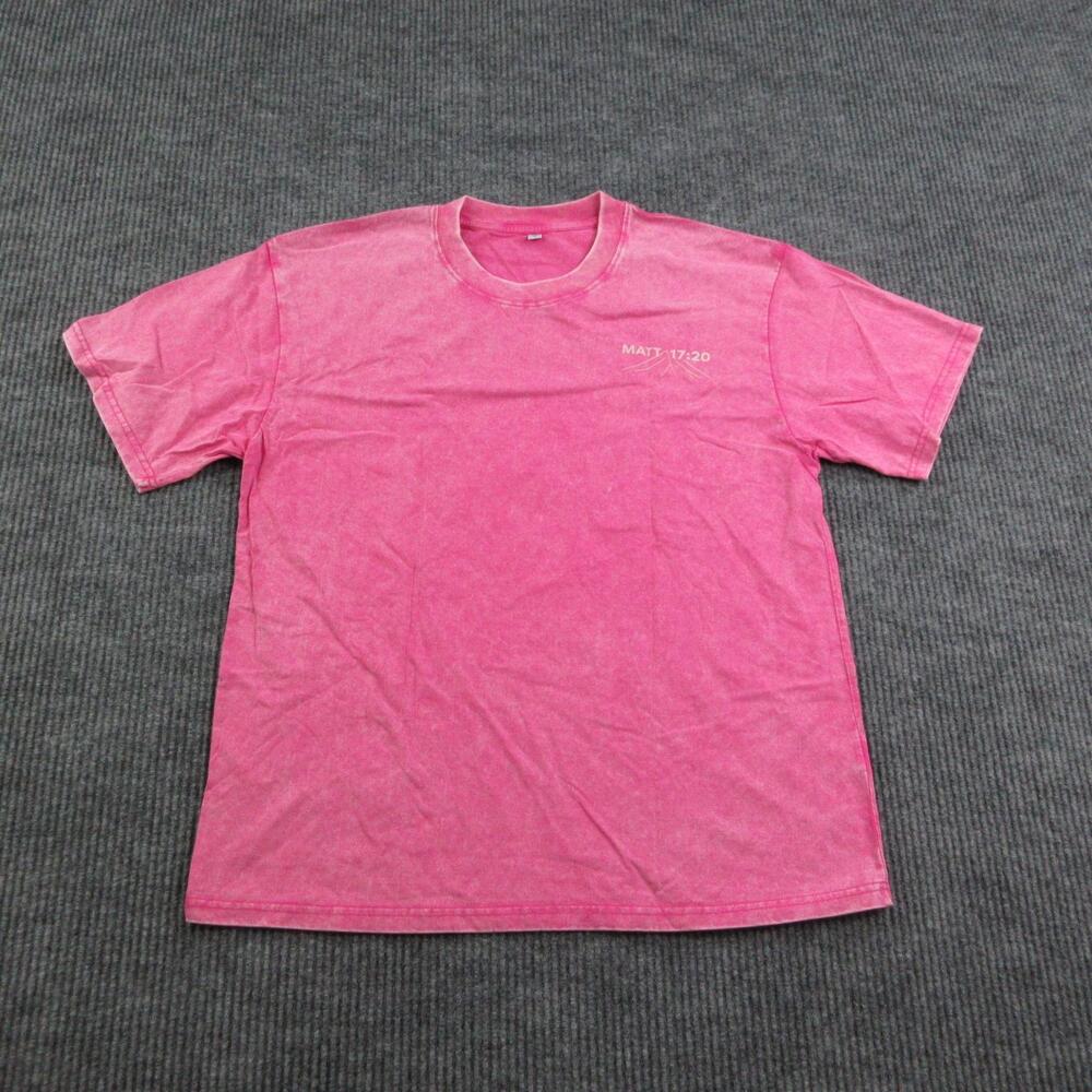 Faith Can Move Mountains Shirt Mens M Pink Matt 17:20 Christian Graphic Tee NWT